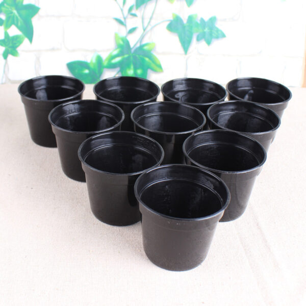 Plastic Flower Pot Black Small Round - Image 3