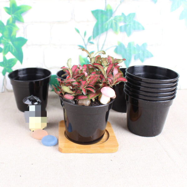 Plastic Flower Pot Black Small Round - Image 4