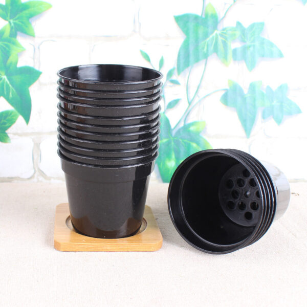 Plastic Flower Pot Black Small Round