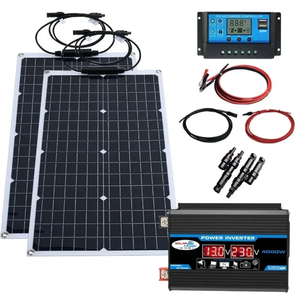 2000W Solar Energy System 110V/220V 4000W Solar Panel Inverter Glass 12V Battery Charging Controller For Home/Outdoor Use - Image 7