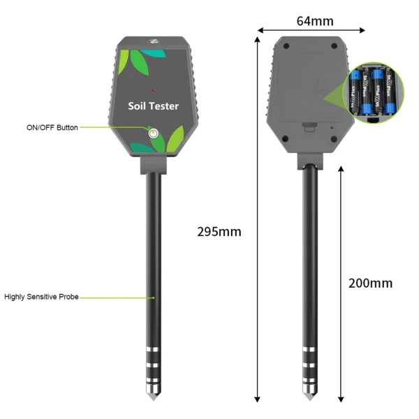 Professional Soil PH Meter 8 in 1 Soil PH EC Fertility Salt Tester Monitor Smart Bluetooth Light Air Humidity Detector for Plant - Image 21