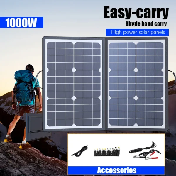 Solar Panel Kit Complete Camping 1000W Foldable Solar Power Station  Portable Generator Charger 18V for Car Boat Caravan Camp - Image 6