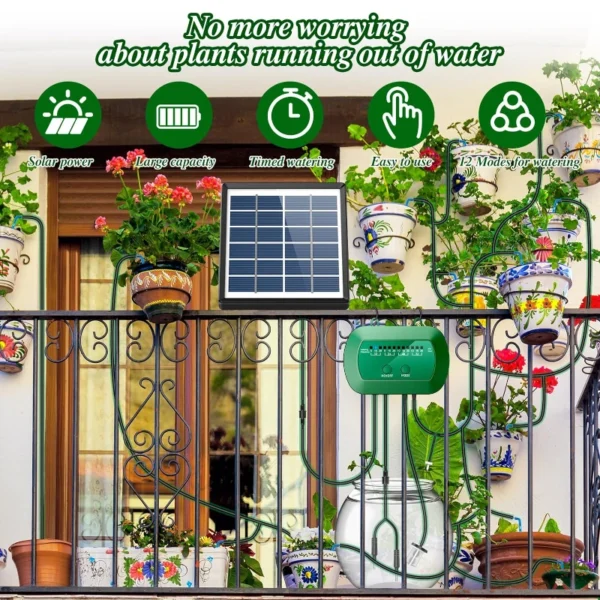 2024 Latest Drip Irrigation Kit for Potted Plants Solar System for Garden Supported Automatic Watering System - Image 2