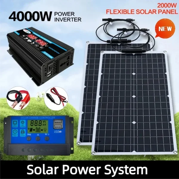 2000W Solar Energy System 110V/220V 4000W Solar Panel Inverter Glass 12V Battery Charging Controller For Home/Outdoor Use - Image 12