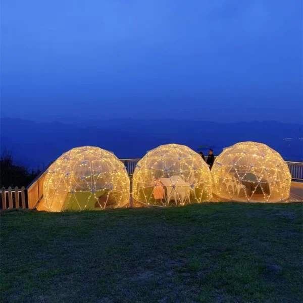 Transparent Spherical Camping Tent, Dome Tent, Starry Sky Tent, Dome, Net, Red, Camp Room, 3.6m Diameter - Image 2