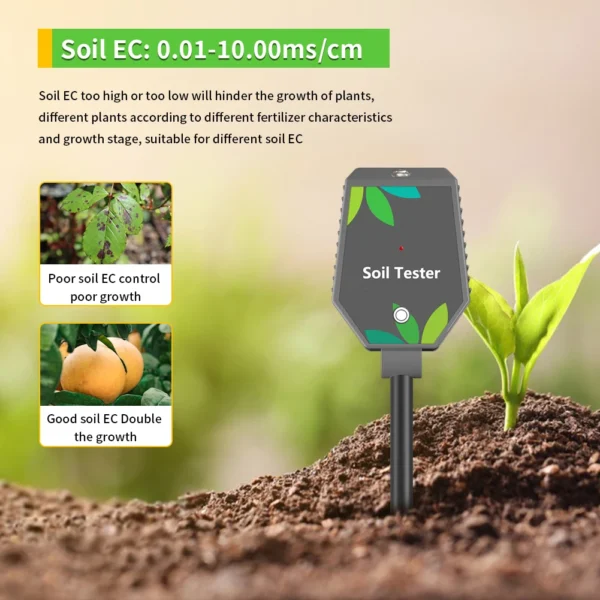 Professional Soil PH Meter 8 in 1 Soil PH EC Fertility Salt Tester Monitor Smart Bluetooth Light Air Humidity Detector for Plant - Image 16