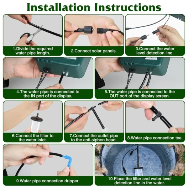 DIY solar irrigation, with a 15 meter hose garden watering system, garden balcony greenhouse drip irrigation system - Image 9