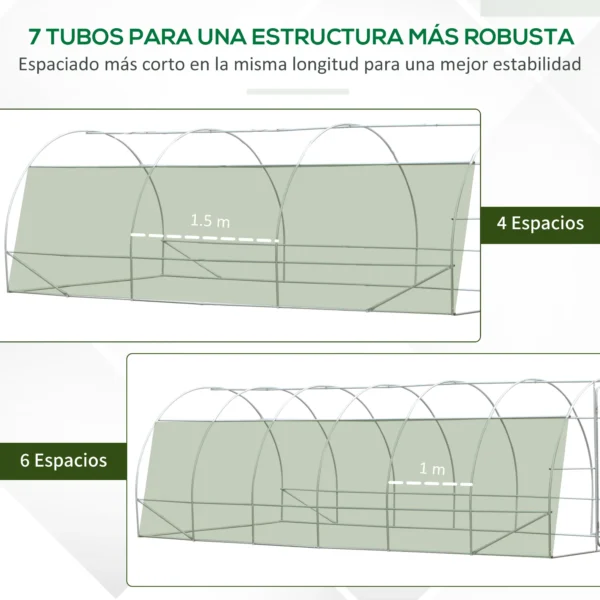 Outsunny greenhouse tunnel 595x300x200 cm 12 windows and white roller door - Image 5