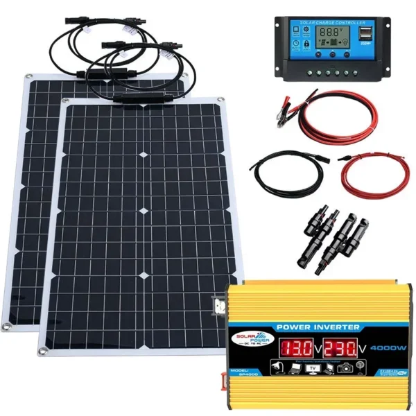 2000W Solar Energy System 110V/220V 4000W Solar Panel Inverter Glass 12V Battery Charging Controller For Home/Outdoor Use - Image 8