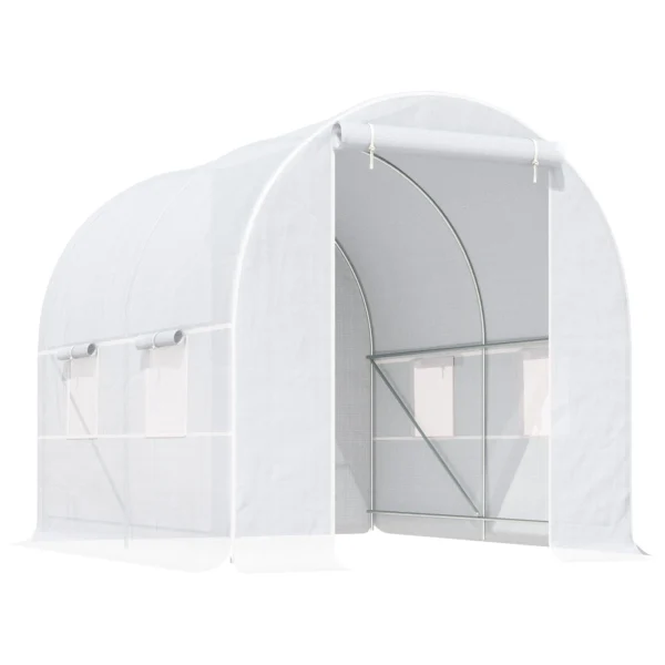 Outsunny greenhouse tunnel 245x200x200cm with 4 windows cultivation plants White - Image 8