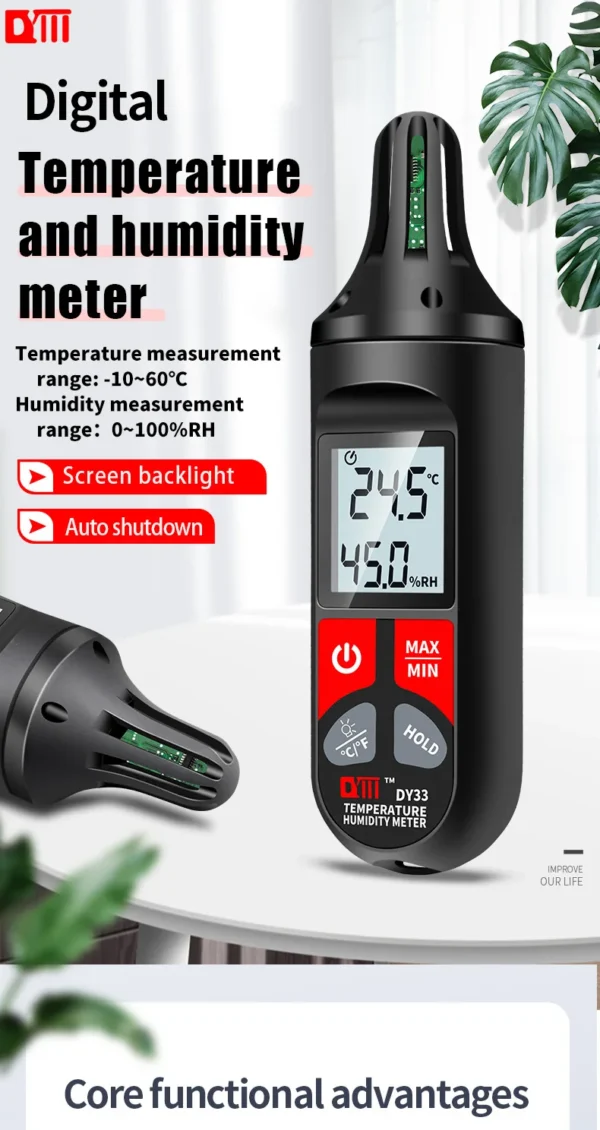 DY33 Handhold Digital Thermometer Hygrometer -10℃-60℃ Indoor Temperature Sensor Humidity Meter with Backlight Hygrothermograph - Image 7