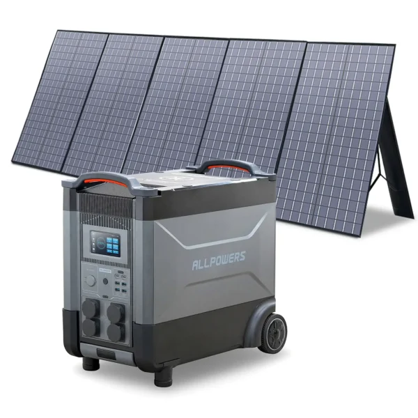 ALLPOWERS Solar Generator R4000 with 400W Solar Panel, 4 X 4000W (6000W Surge) AC Outlets, 3600Wh Portable Power Station