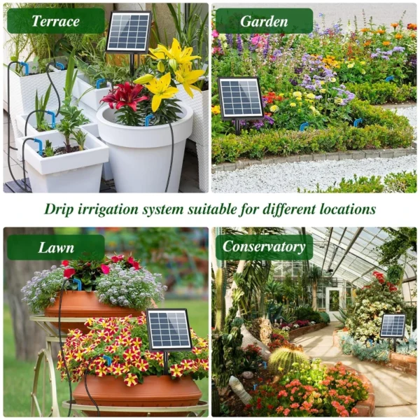 2024 Latest Drip Irrigation Kit for Potted Plants Solar System for Garden Supported Automatic Watering System - Image 4