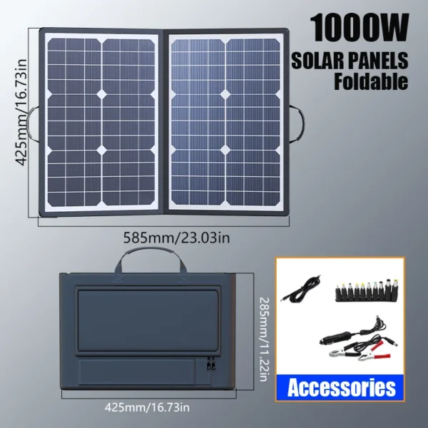 Solar Panel Kit Complete Camping 1000W Foldable Solar Power Station  Portable Generator Charger 18V for Car Boat Caravan Camp - Image 3