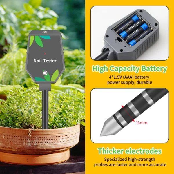 Professional Soil PH Meter 8 in 1 Soil PH EC Fertility Salt Tester Monitor Smart Bluetooth Light Air Humidity Detector for Plant - Image 15