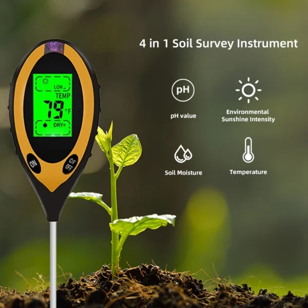 Soil PH Meter Tester Soil Tester PH Moisture meter Temperature Sunlight Intensity measurement Analysis Soil Acidity Test 4 in 1 - Image 8