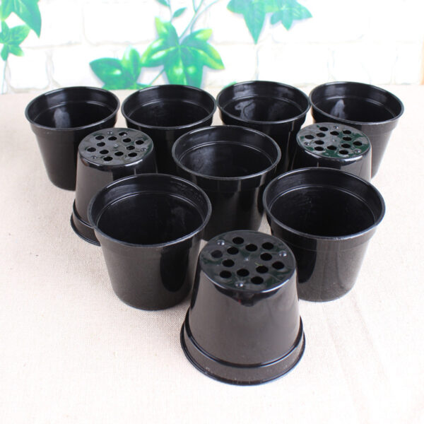 Plastic Flower Pot Black Small Round - Image 2